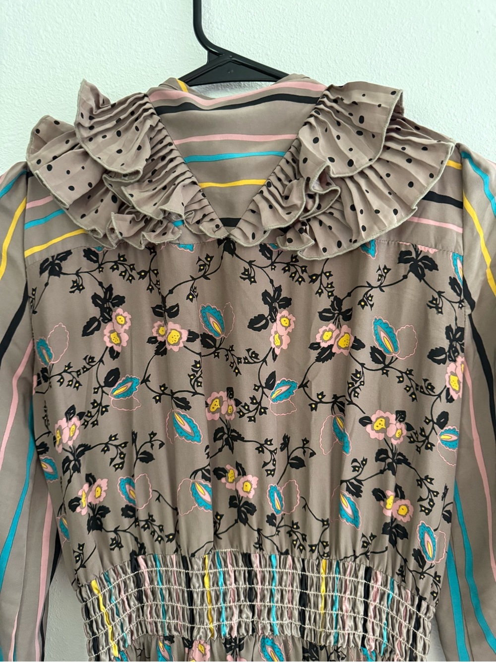 Vintage 80s/90s multi pattern 100% silk Betsey Johnson secretly dress 4 - Picture 9 of 11